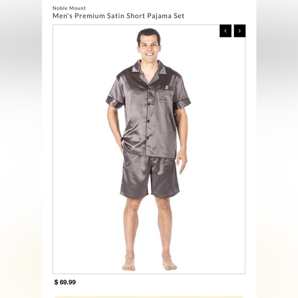 NOBLE MOUNT Men's Premium Satin Short Pajama Set Light Blue Mens Medium - Picture 1 of 5